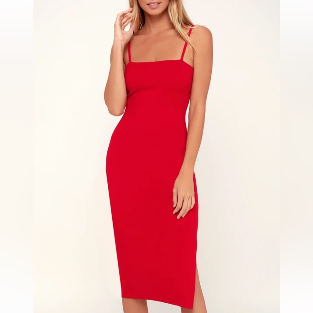 Red Bodycon Midi Dress